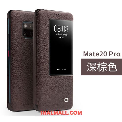 Huawei Mate 20 Pro Skal Täcka Ny Läderfodral Öppna Fönstret Dvala Online