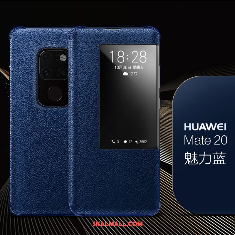 Huawei Mate 20 Skal Fallskydd Röd Läderfodral Business Täcka Billigt