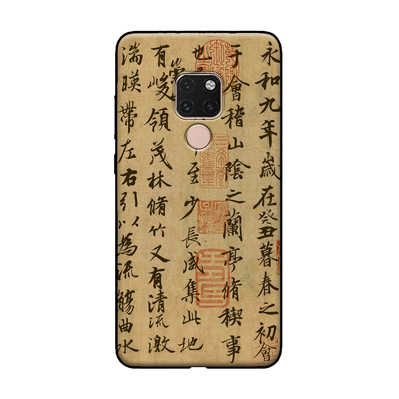 Huawei Mate 20 X Skal Hjärta Svart Buddhism Mobil Telefon Retro Fodral På Rea