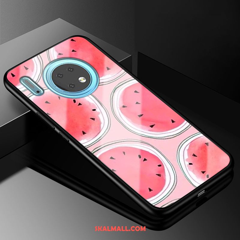 Huawei Mate 30 Skal Net Red Svart Glas Rose Trend Varumärke Fodral Butik