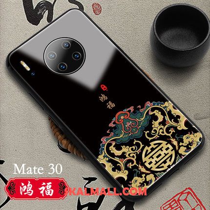 Huawei Mate 30 Skal Vit Glas Kinesisk Stil Mobil Telefon Autentiska Billiga
