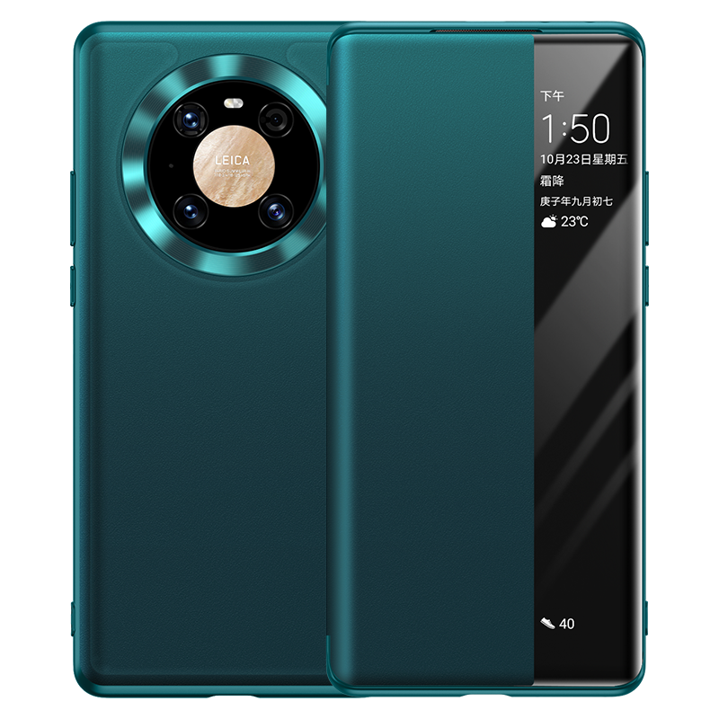 Huawei Mate 40 Pro Skal Röd Läder Skydd Mobil Telefon Äkta Läder Butik