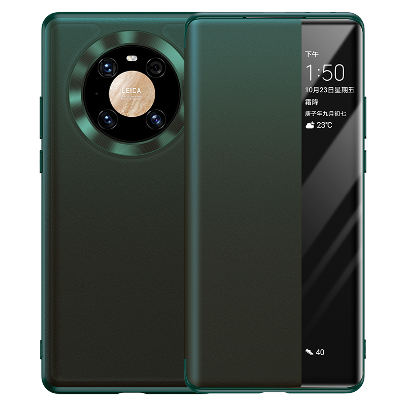 Huawei Mate 40 Pro Skal Röd Läder Skydd Mobil Telefon Äkta Läder Butik