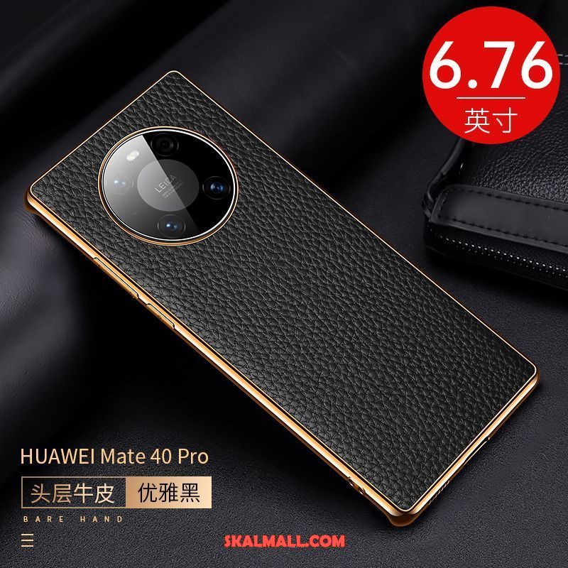 Huawei Mate 40 Pro Skal Skydd Läderfodral Litchi Mobil Telefon Äkta Läder Rea