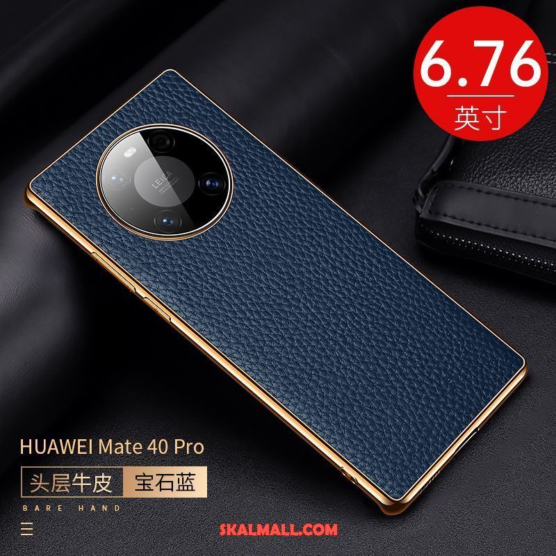 Huawei Mate 40 Pro Skal Skydd Läderfodral Litchi Mobil Telefon Äkta Läder Rea