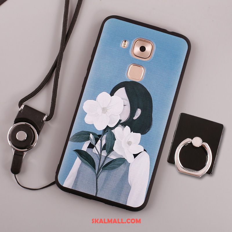 Huawei Mate 8 Skal Ring Hängande Nacke Silikon Blå Mobil Telefon Fodral Billigt