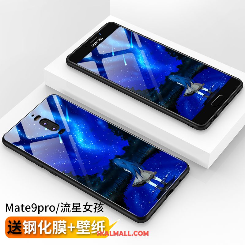 Huawei Mate 9 Pro Skal Glas Fallskydd Personlighet Net Red Blå Billig