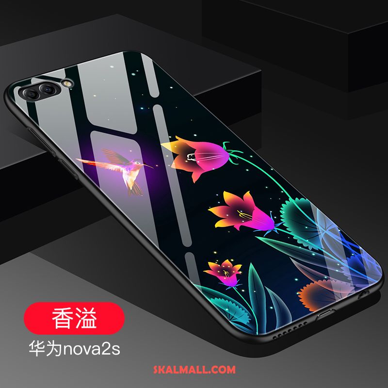 Huawei Nova 2s Skal Skydd Blå Nubuck Silikon Glas Fodral Billiga