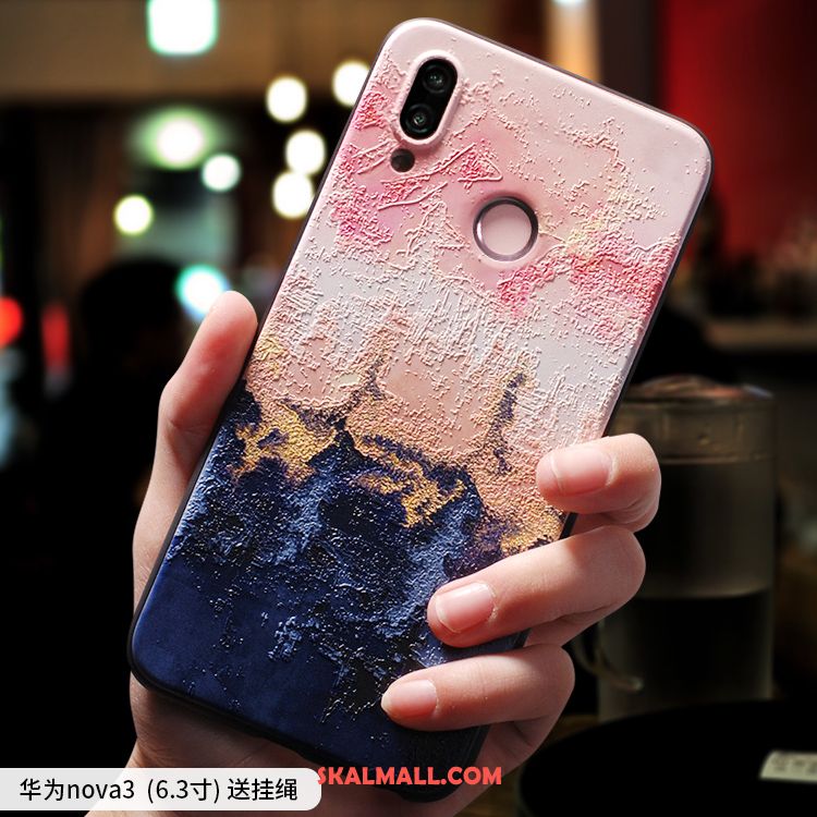 Huawei Nova 3 Skal Mjuk Kreativa Trend Hängsmycken Blå Fodral Rea