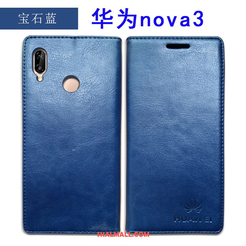 Huawei Nova 3 Skal Röd Skydd Mobil Telefon Täcka Äkta Läder Rea