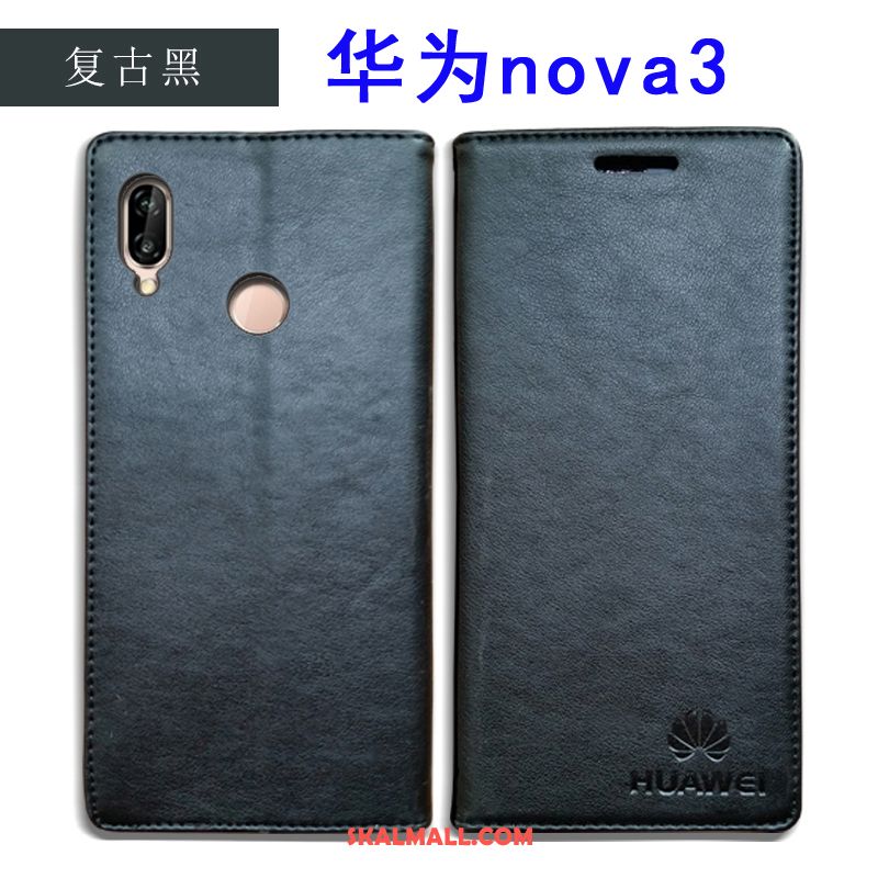 Huawei Nova 3 Skal Röd Skydd Mobil Telefon Täcka Äkta Läder Rea