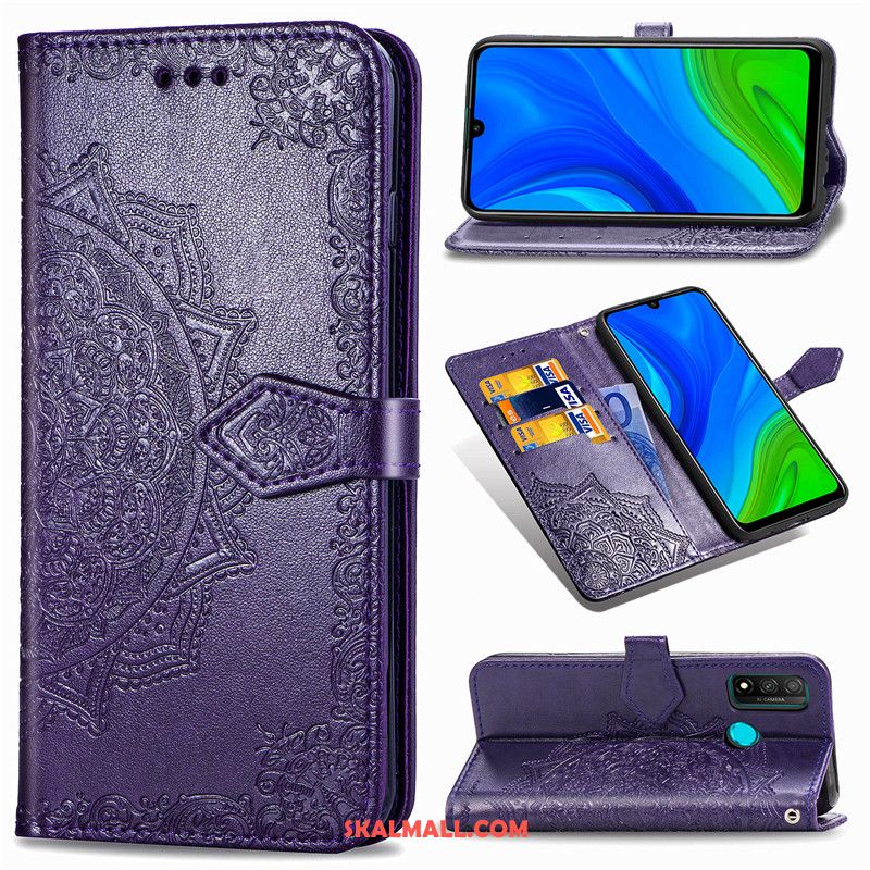 Huawei P Smart 2020 Skal Svart Embossing Lättnad Läderfodral Imiterat Läder Butik