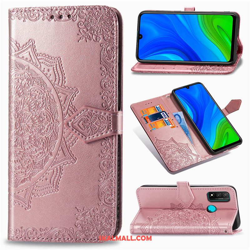 Huawei P Smart 2020 Skal Svart Embossing Lättnad Läderfodral Imiterat Läder Butik