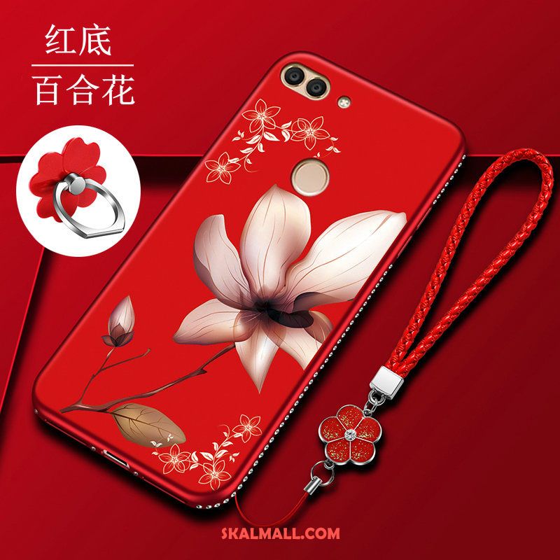 Huawei P Smart Skal Nubuck Röd Fallskydd Mobil Telefon Mjuk Rea