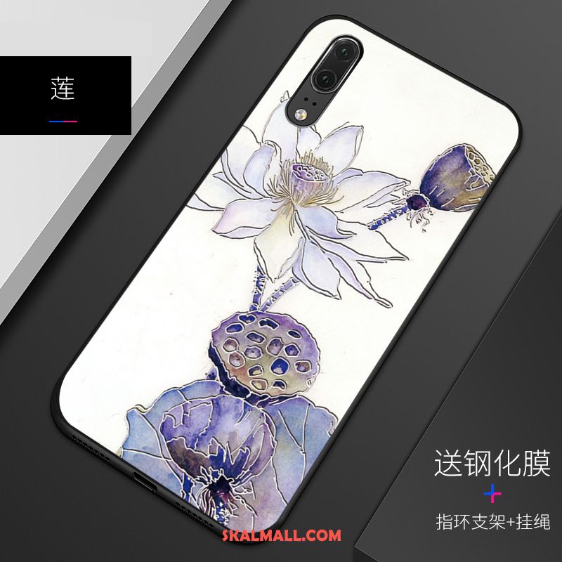 Huawei P20 Skal Mjuk Silikon Mönster Skydd Gul Fodral Köpa