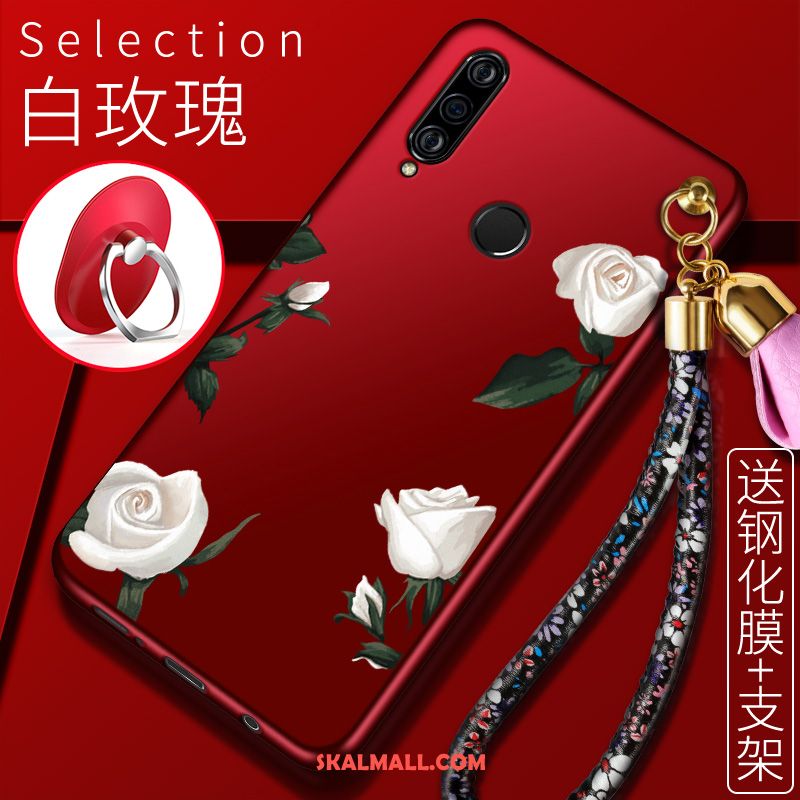 Huawei P30 Lite Skal Personlighet Röd Blommor Trend Varumärke Skydd På Nätet