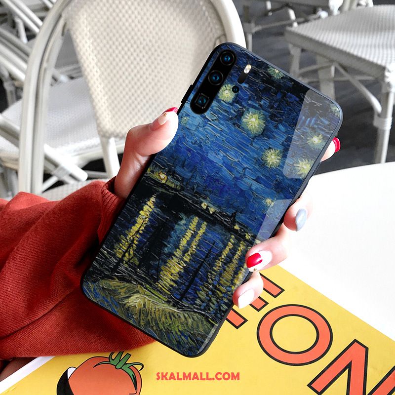 Huawei P30 Pro Skal Blå Härdat Glas Par Fallskydd Net Red Köpa