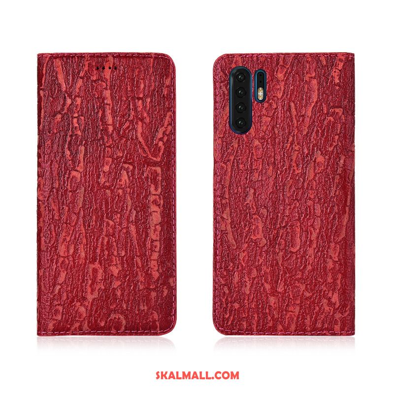 Huawei P30 Pro Skal Fallskydd Clamshell Äkta Läder Läderfodral Tree Rea