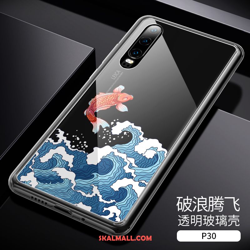 Huawei P30 Skal All Inclusive Fallskydd Glas Kinesisk Stil Mobil Telefon Rea