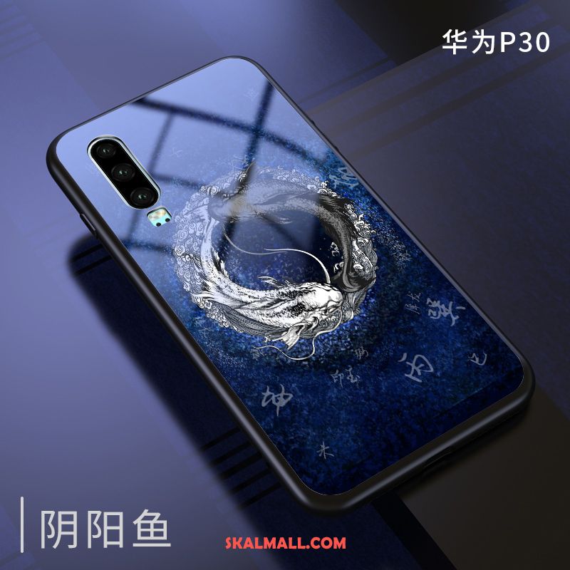 Huawei P30 Skal Kinesisk Stil Skydd Spegel Glas Mobil Telefon Rea