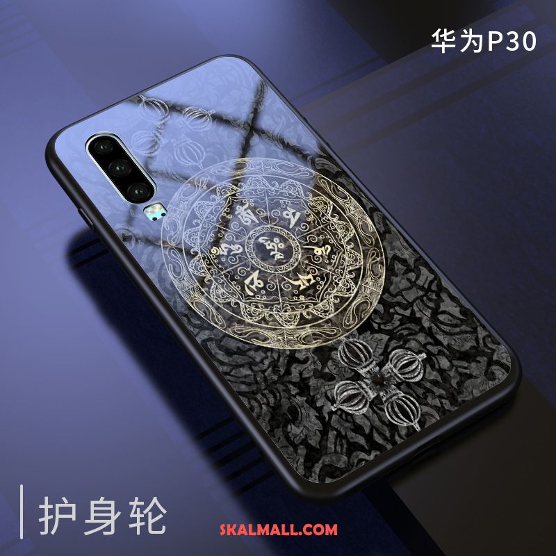 Huawei P30 Skal Kinesisk Stil Skydd Spegel Glas Mobil Telefon Rea