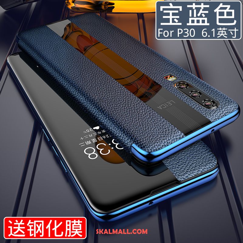 Huawei P30 Skal Röd Tillbehör Mobil Telefon Fallskydd Äkta Läder Till Salu