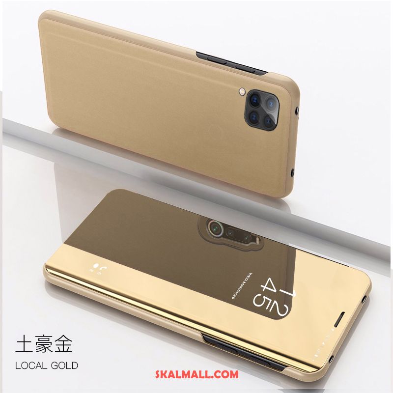 Huawei P40 Lite Skal Läderfodral Rosa Guld Transparent Spegel Mobil Telefon Rea