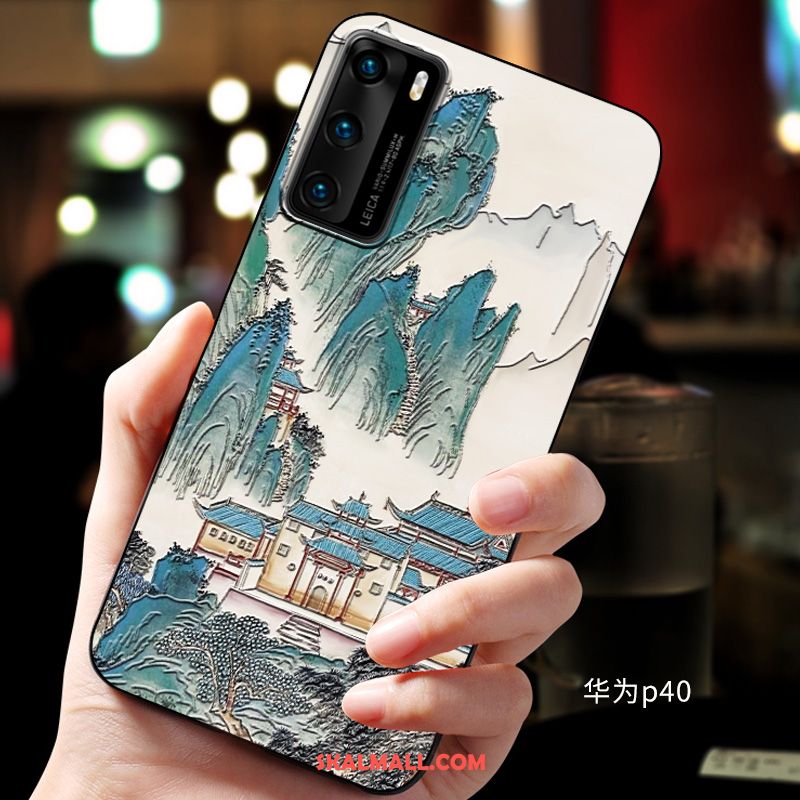 Huawei P40 Skal Mobil Telefon Blå Mjuk Lättnad Skydd Fodral Till Salu