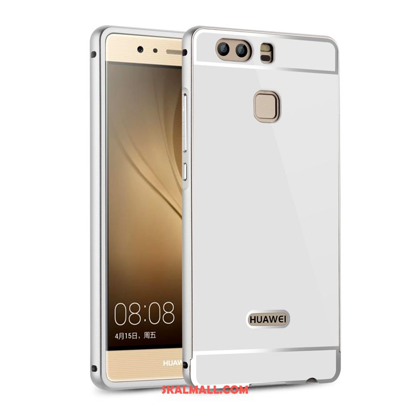 Huawei P9 Skal Bakre Omslag Vit Metall Skydd Pu Rea