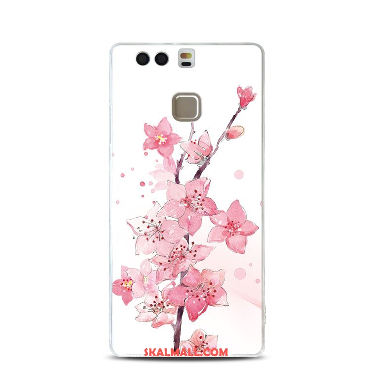 Huawei P9 Skal Rosa Lättnad Support Blommor Mjuk Butik