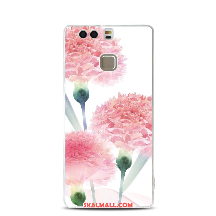 Huawei P9 Skal Rosa Lättnad Support Blommor Mjuk Butik