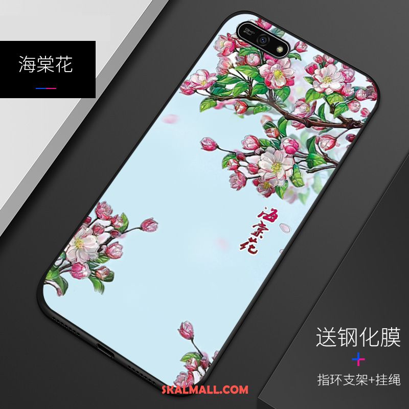 Huawei Y6 2018 Skal Skydd Silikon Vit Mönster Mjuk På Nätet