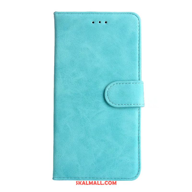 Huawei Y7 2018 Skal Clamshell Plånbok Nubuck Läderfodral Purpur Rea