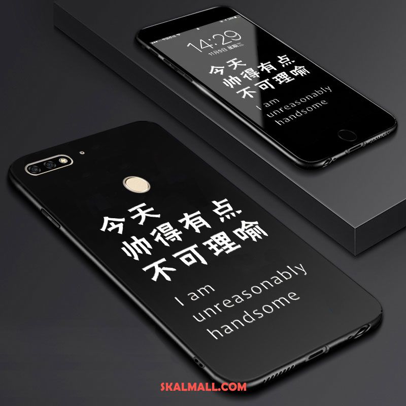 Huawei Y7 2018 Skal Skärmskydd Film Svart Konst Härdning Mobil Telefon Online