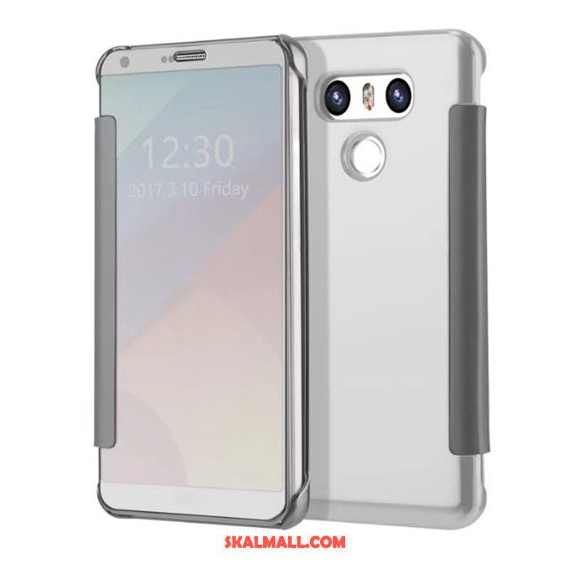 Lg G6 Skal Läderfodral Fallskydd Spegel Täcka Plating Rea