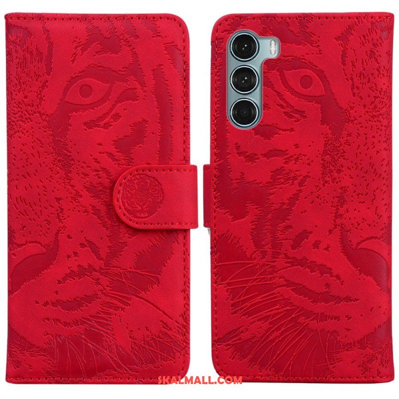 Läderfodral Moto G200 5G Tiger Face Print