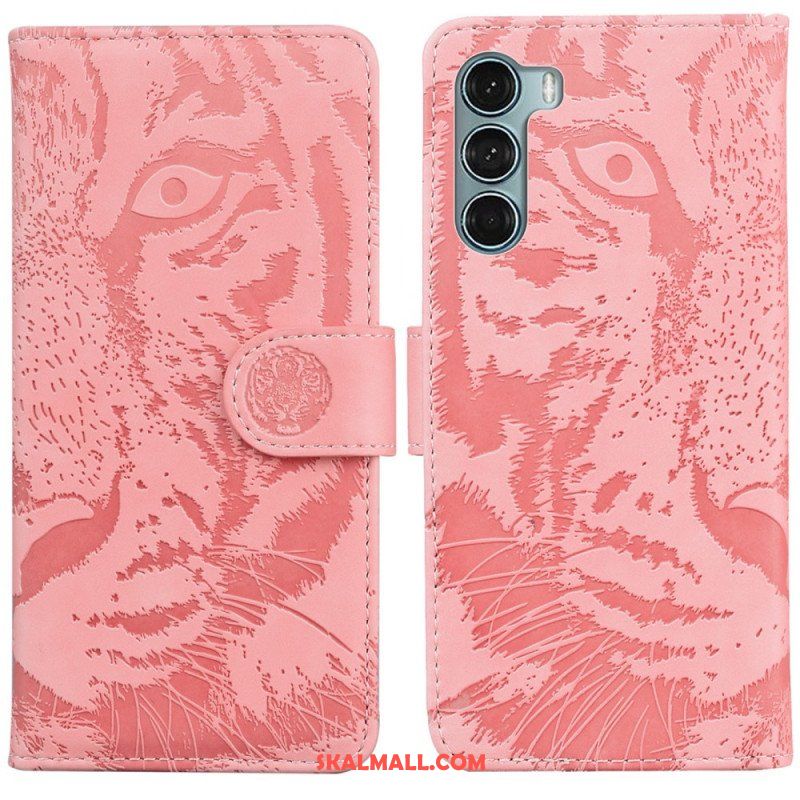 Läderfodral Moto G200 5G Tiger Face Print