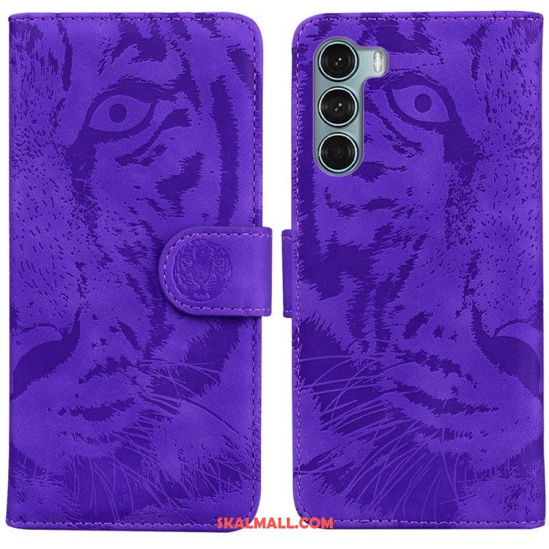 Läderfodral Moto G200 5G Tiger Face Print