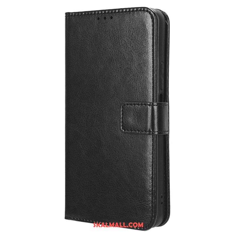 Läderfodral Oneplus 12r Telefonfodral Flashigt Konstläder Med Rem