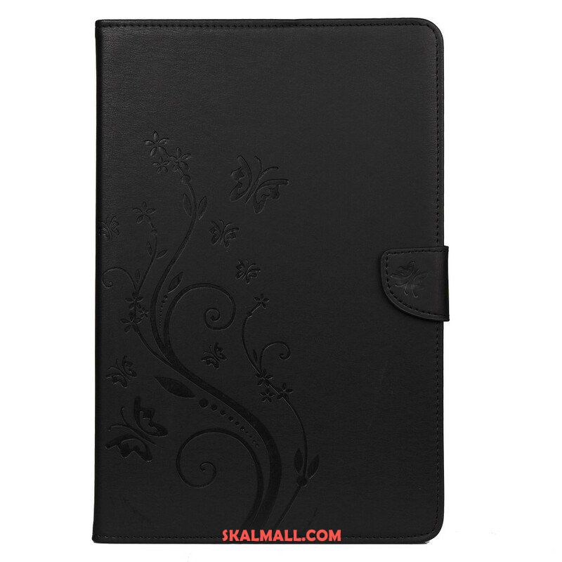 Läderfodral Samsung Galaxy Tab S8 / Tab S7 Blommiga Fjärilar