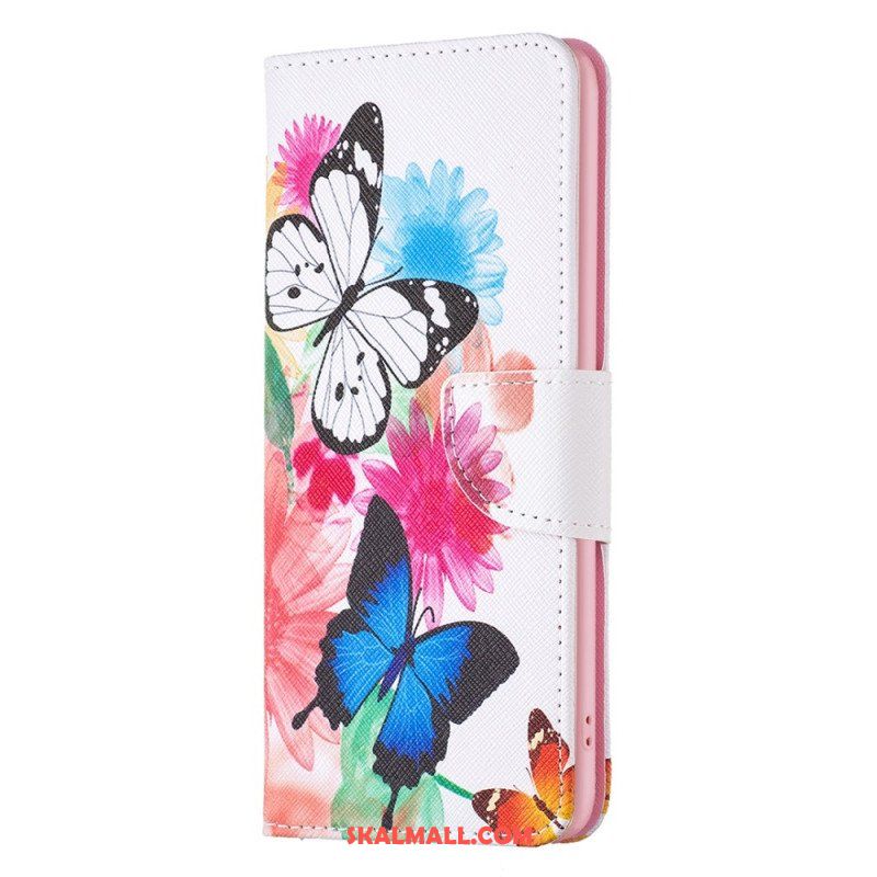 Läderfodral Xiaomi 13 Akvarell Fjärilar