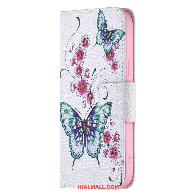 Läderfodral iPhone 13 Pro Max Otroliga Fjärilar