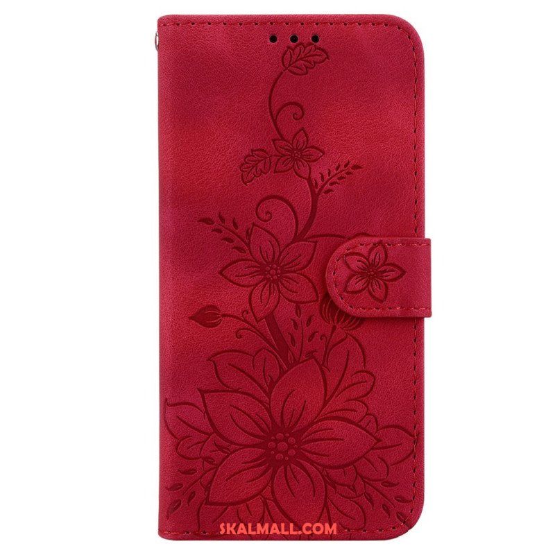Läderfodral iPhone 15 Pro Max Med Kedjar Blomband