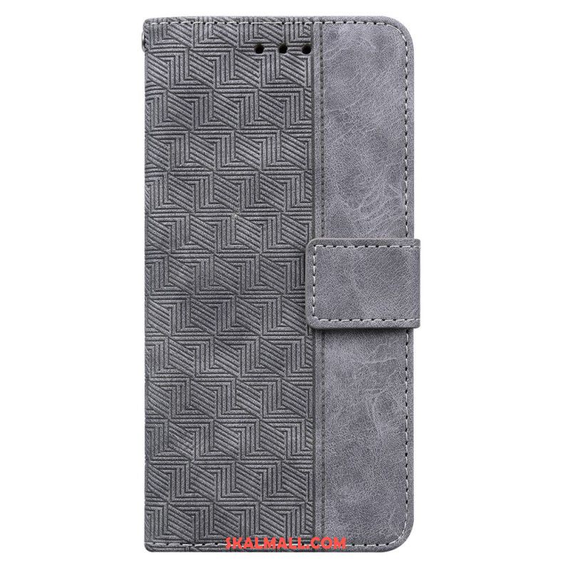 Läderfodral iPhone 16 Plus Telefonfodral Strappy Vävt Mönster