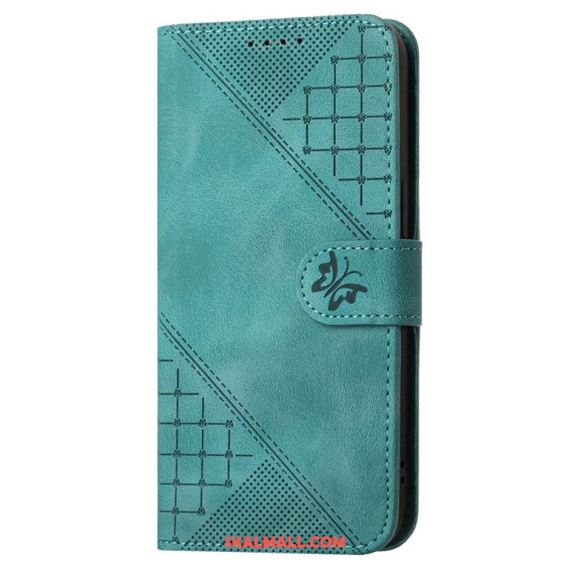 Läderskal Fodral Samsung Galaxy S24 Fe Fjärils- Och Bandlinor