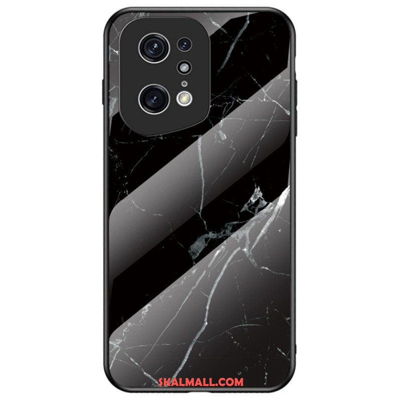 Mobilskal Oppo Find X5 Pro Marmorfärger Härdat Glas