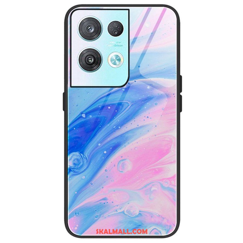 Mobilskal Oppo Reno 8 Pro Marmorfärger Härdat Glas