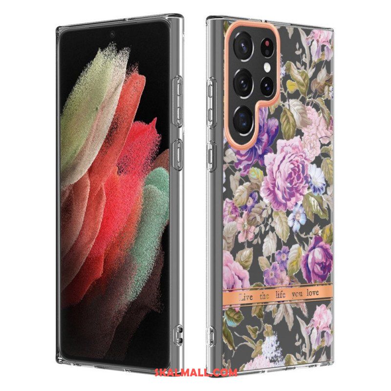 Mobilskal Samsung Galaxy S22 Ultra 5G Blommor Lev Det Liv Du Älskar