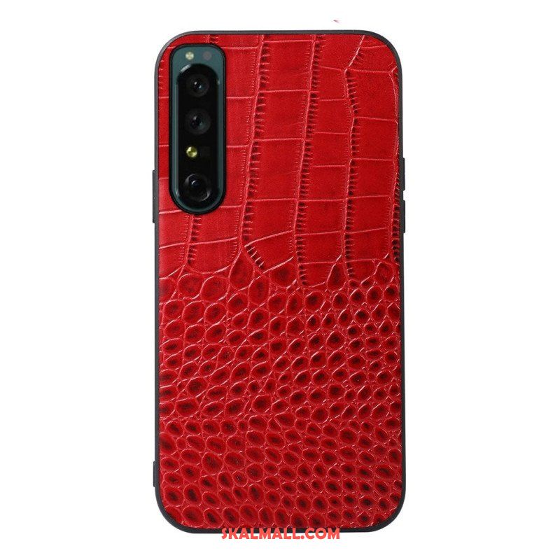 Mobilskal Sony Xperia 1 IV Äkta Crocodile Texture Läder