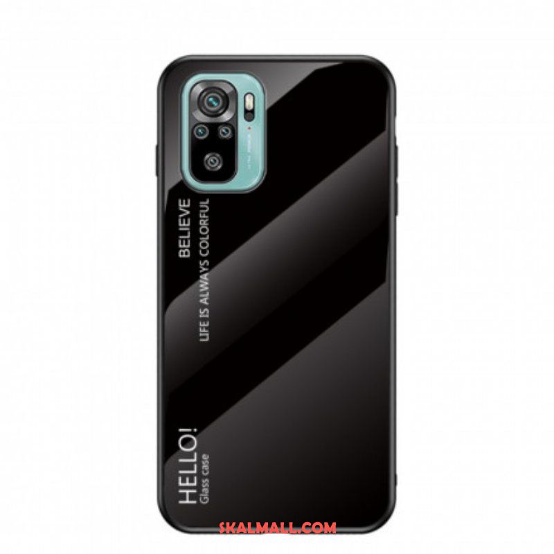 Mobilskal Xiaomi Redmi Note 10 / 10S Härdat Glas Hej